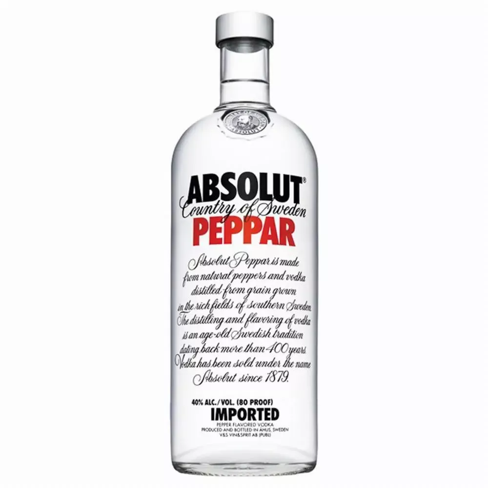 Absolut PEPPAR VodkaSweden 1.0L LITER